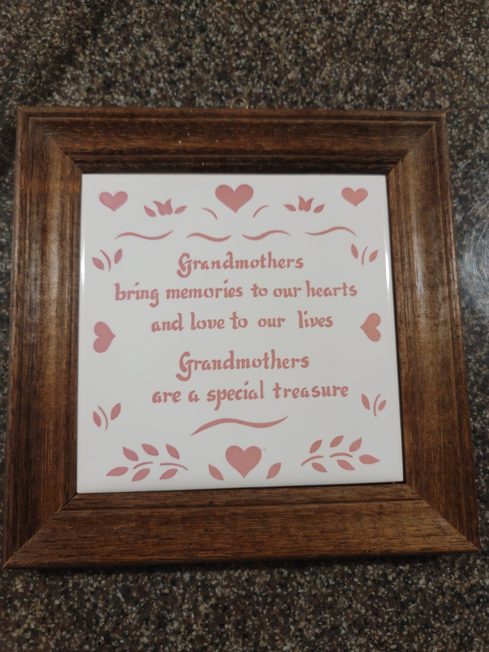 Framed Grandmother Sentiment Wall Art - Pink and White